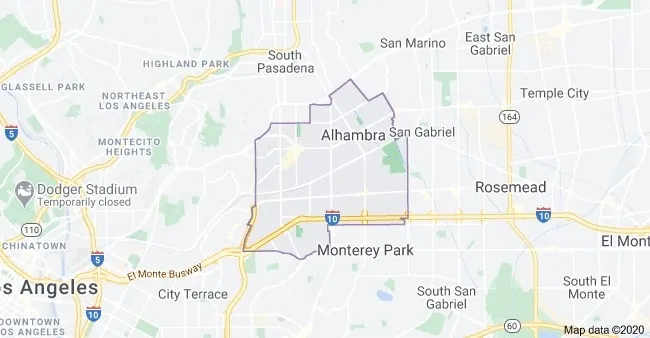 Map of Alhambra, CA