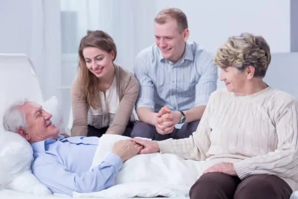 Patient with family receiving hospice care