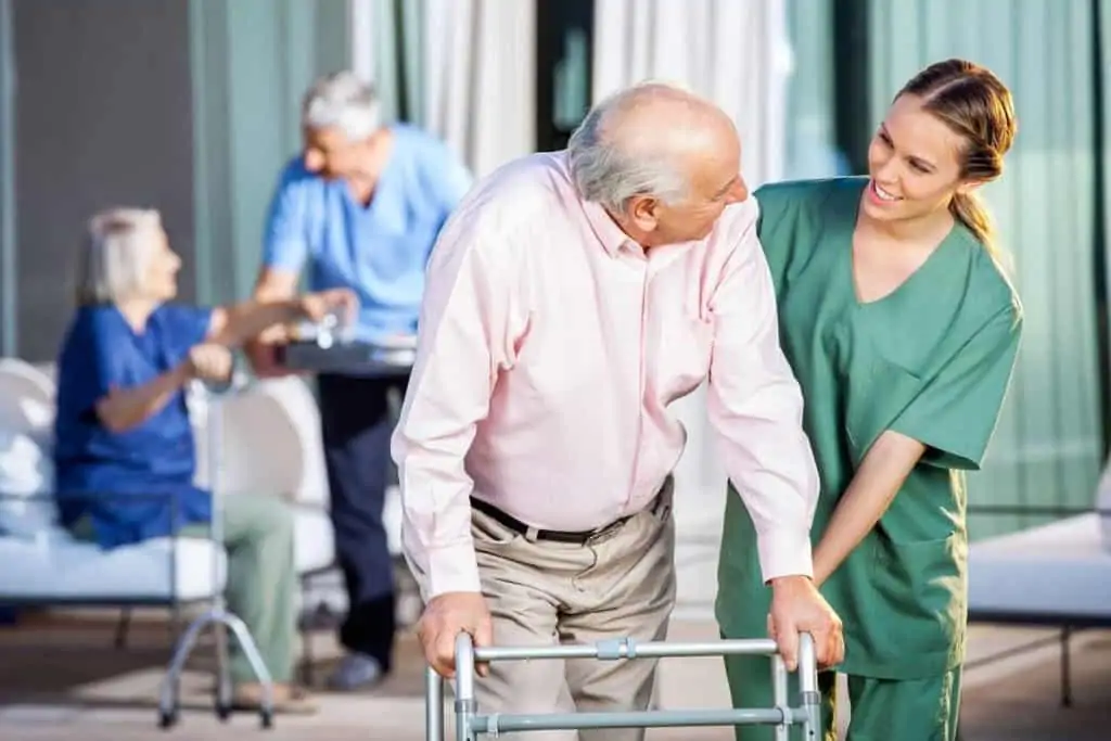 Caregiver and Hospice Patient Walking