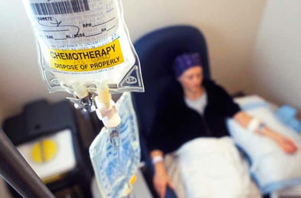 Patient Sitting Down Receiving Chemotherapy
